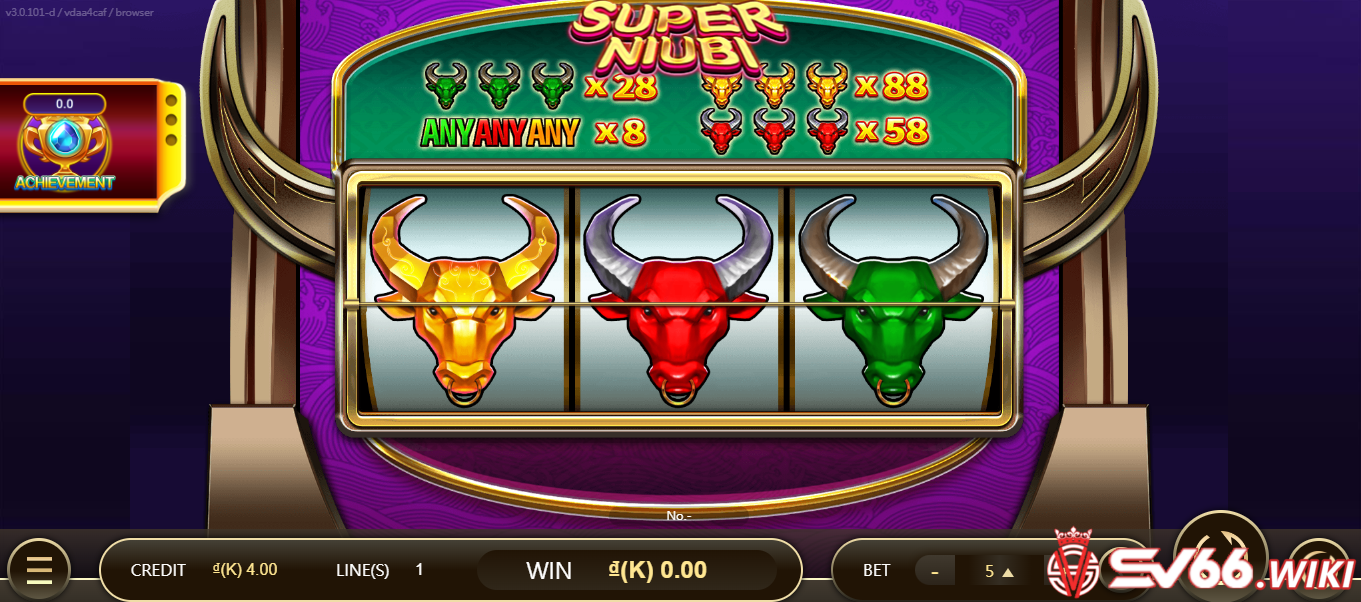 Supper Bull Sv66 là trò chơi nổ hũ một dòng