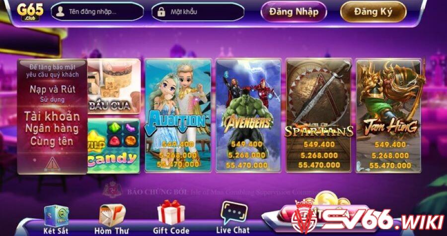 Cổng game G65 Club có những trò chơi gì?